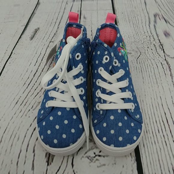 Carters Denim Blue Butterfly High‎ Top Sneakers - Picture 2 of 7